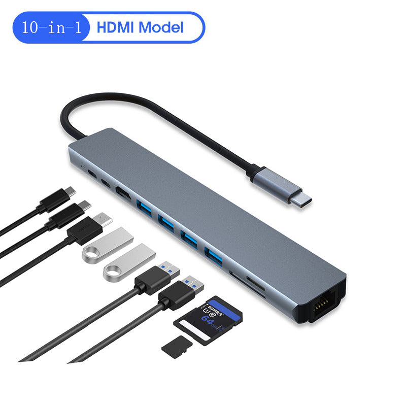 10-in-1 USB-C Hub (4K HDMI, Ethernet, USB)