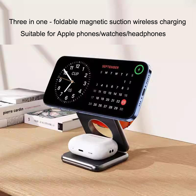 3-in-1 Foldable Magnetic Wireless Charger with Phone Stand