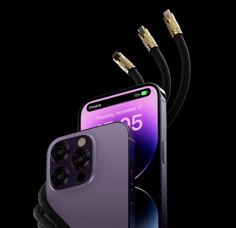 120W Fast Charging 3-in-1 Cable (USB-C, Lightning, Micro USB)