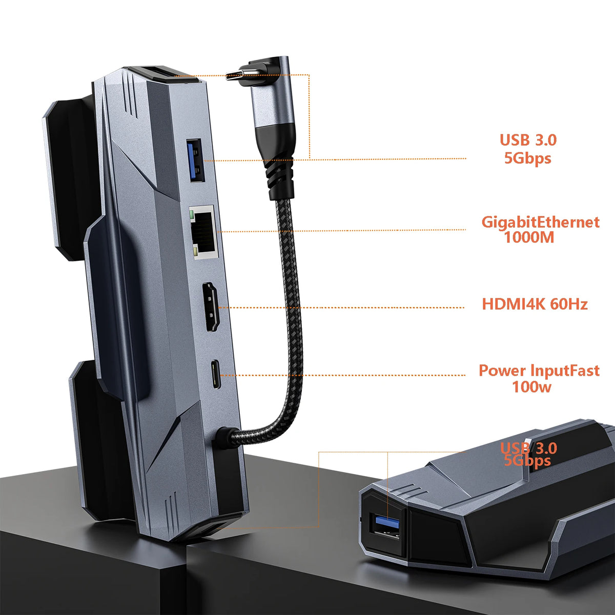 6-in-1 Steam Deck & ROG Ally Docking Station (4K HDMI, 100W PD)