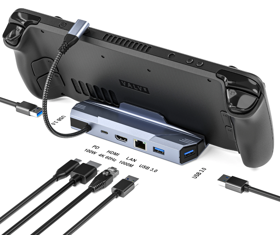 6-in-1 Steam Deck & ROG Ally Docking Station (4K HDMI, 100W PD)