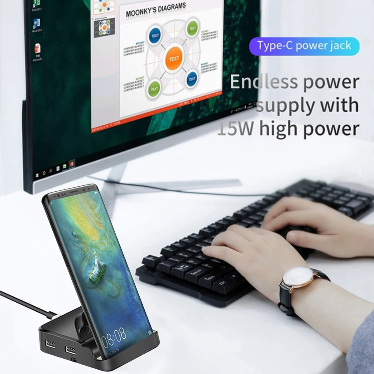 8-in-1 USB-C Docking Station with Phone Stand