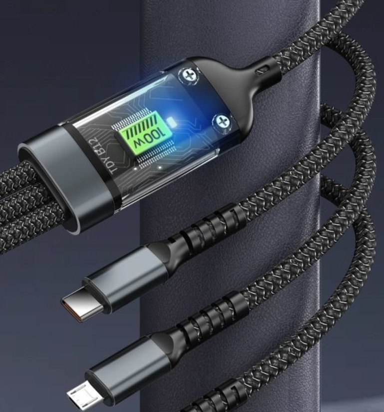 100W 3-in-1 Fast Charging Cable with LED Power Display