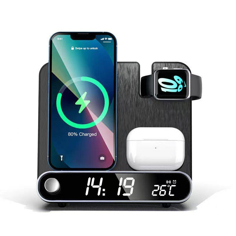 15W Wireless Charging Station with Clock & Thermometer