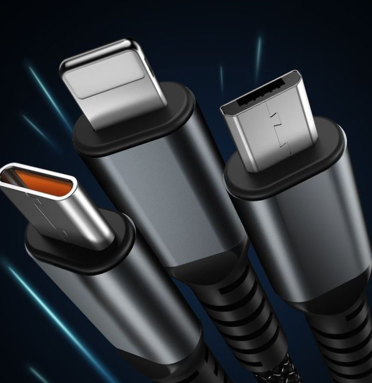100W 3-in-1 Fast Charging Cable with LED Power Display